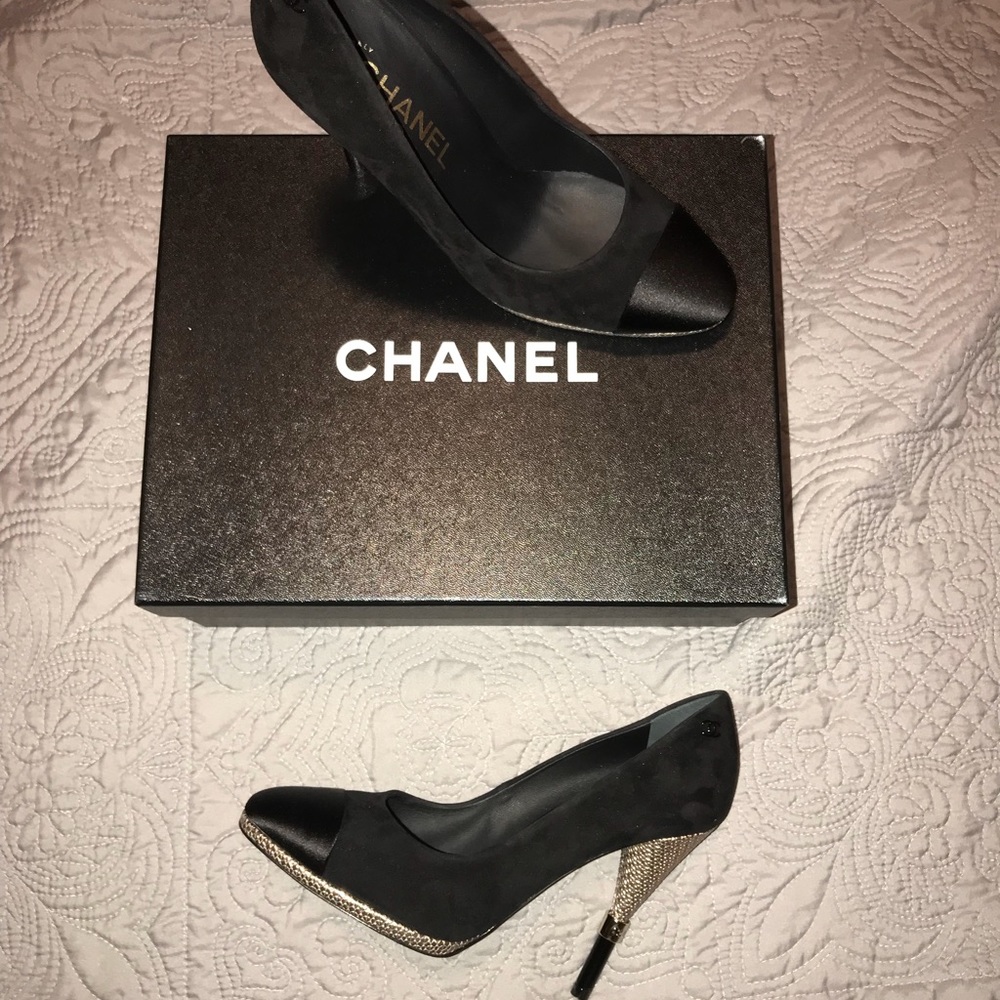 Suede Black Chanel heels